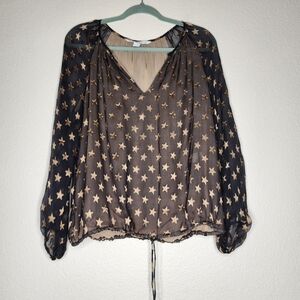 Diane von Furstenberg Star Printed Scoop Neck Blouse S